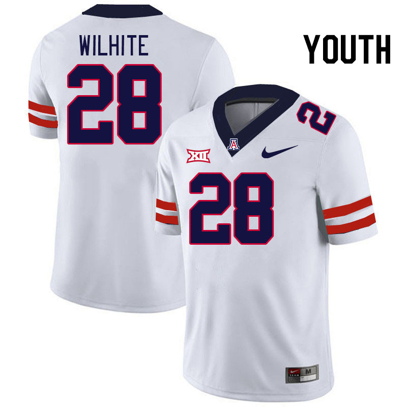 Youth #28 Anthony Wilhite Arizona Wildcats Big 12 Conference College Football Jerseys Stitched-White